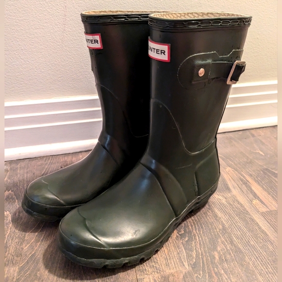 Hunter Original Short Boots Dark Green Size US 7/8 EU 38 - Picture 2 of 11